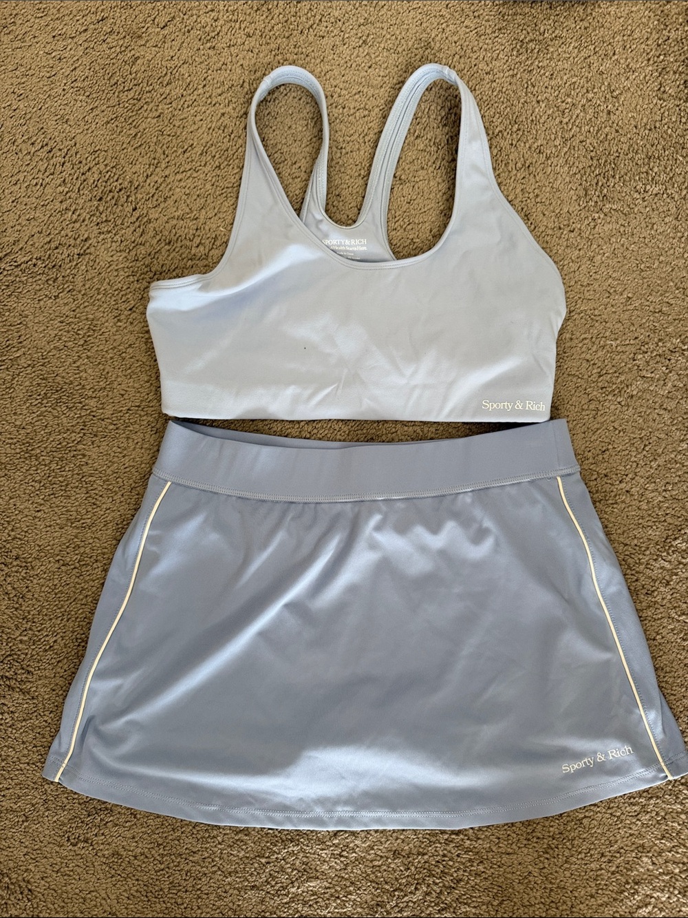 Sporty & Rich Light blue Sports Bra and Skort Set